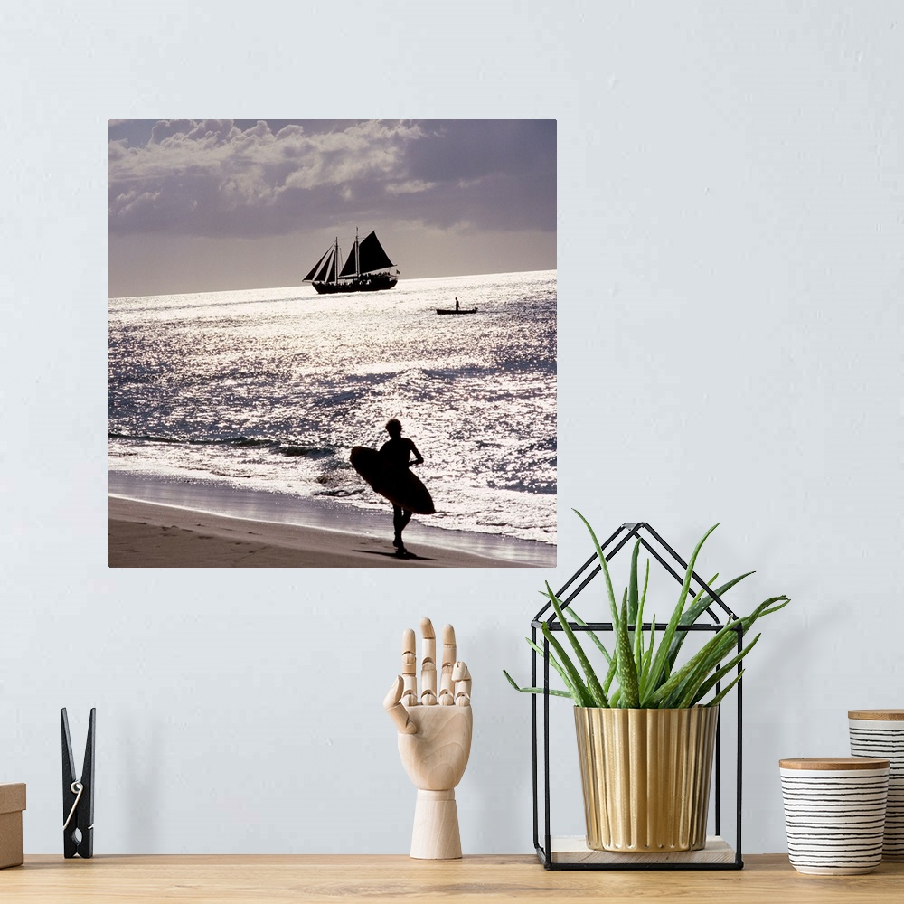 A bohemian room featuring Sailing boat and surf