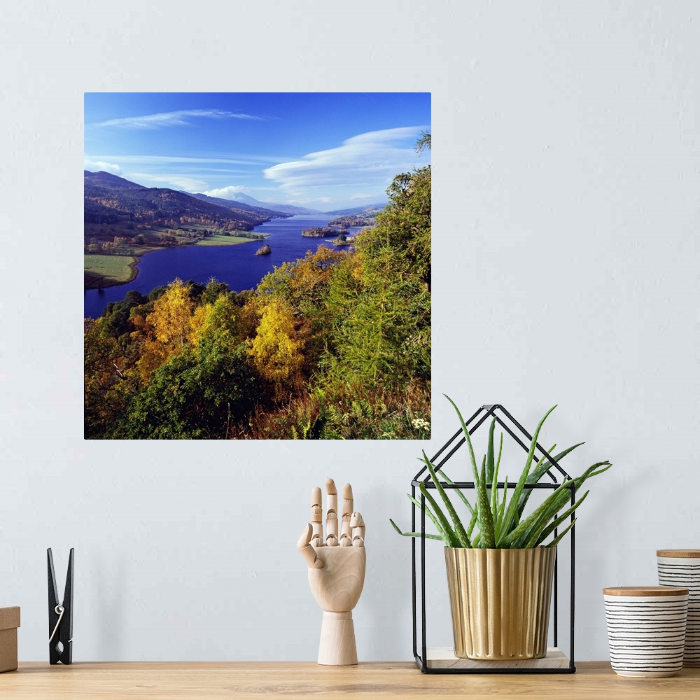 A bohemian room featuring Scotland, Perth and Kinross, Great Britain, View from Queen's view towards Loch Tummel