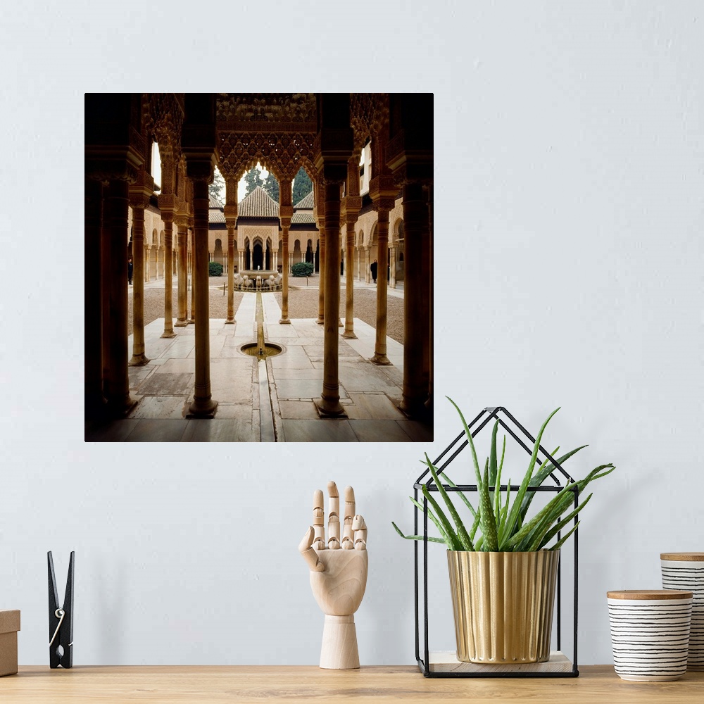 A bohemian room featuring Spain, Andalucia, Granada, Alhambra, Patio de los Leones, courtyard