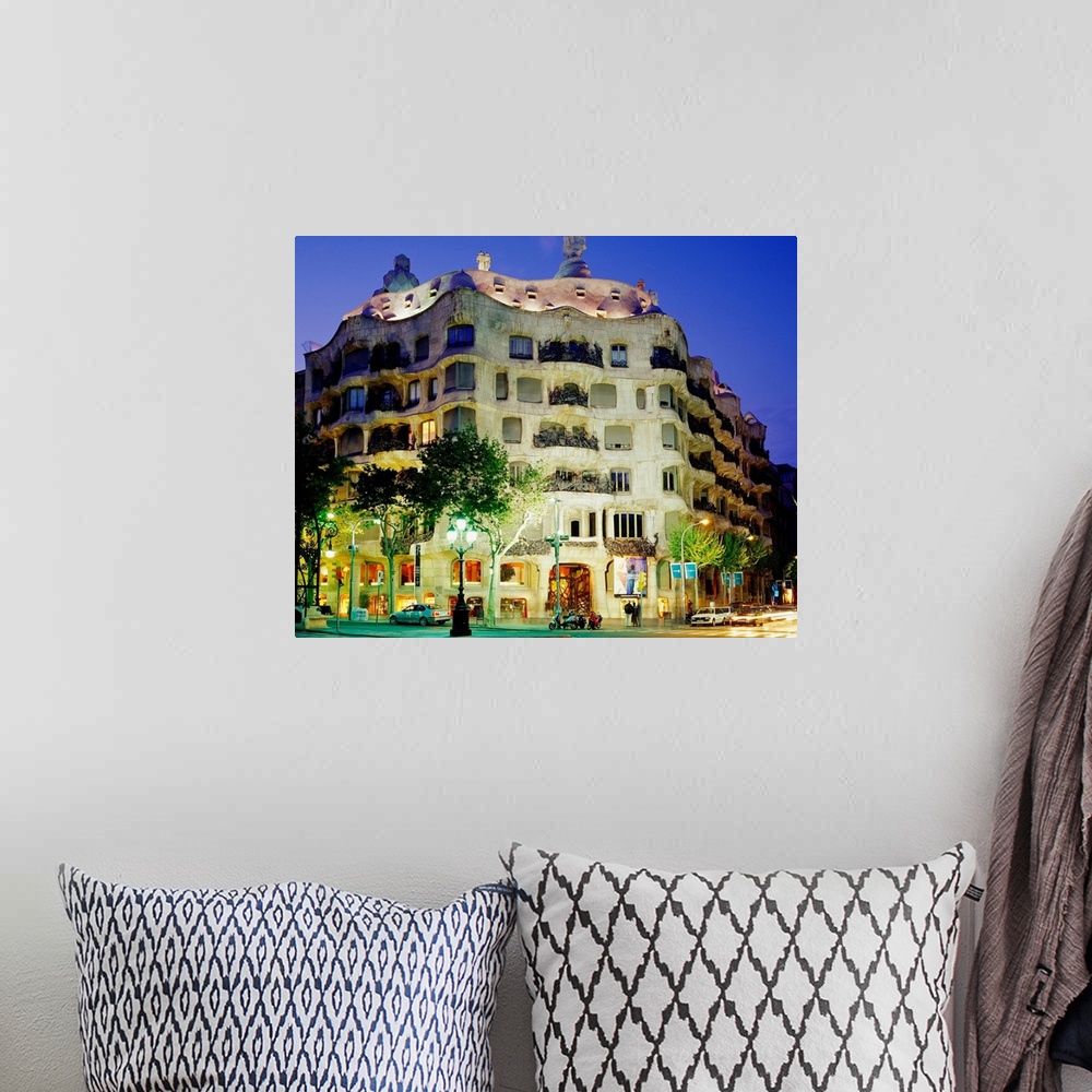 A bohemian room featuring Spain, Barcelona, Casa Mila, corner of Passeig de Gracia, a street of Barcelona