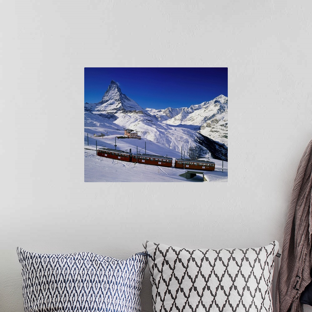 A bohemian room featuring Switzerland, Valais, Zermatt, train and Matterhorn