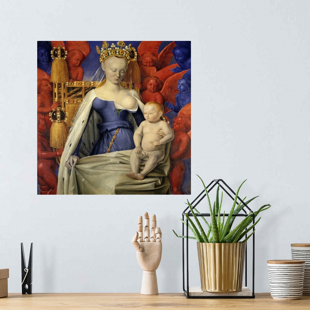 A bohemian room featuring 3822, Jean Fouquet, French School. Agnes Sorel as Madonna With Child. Chinon, Forteresse Royale. ...