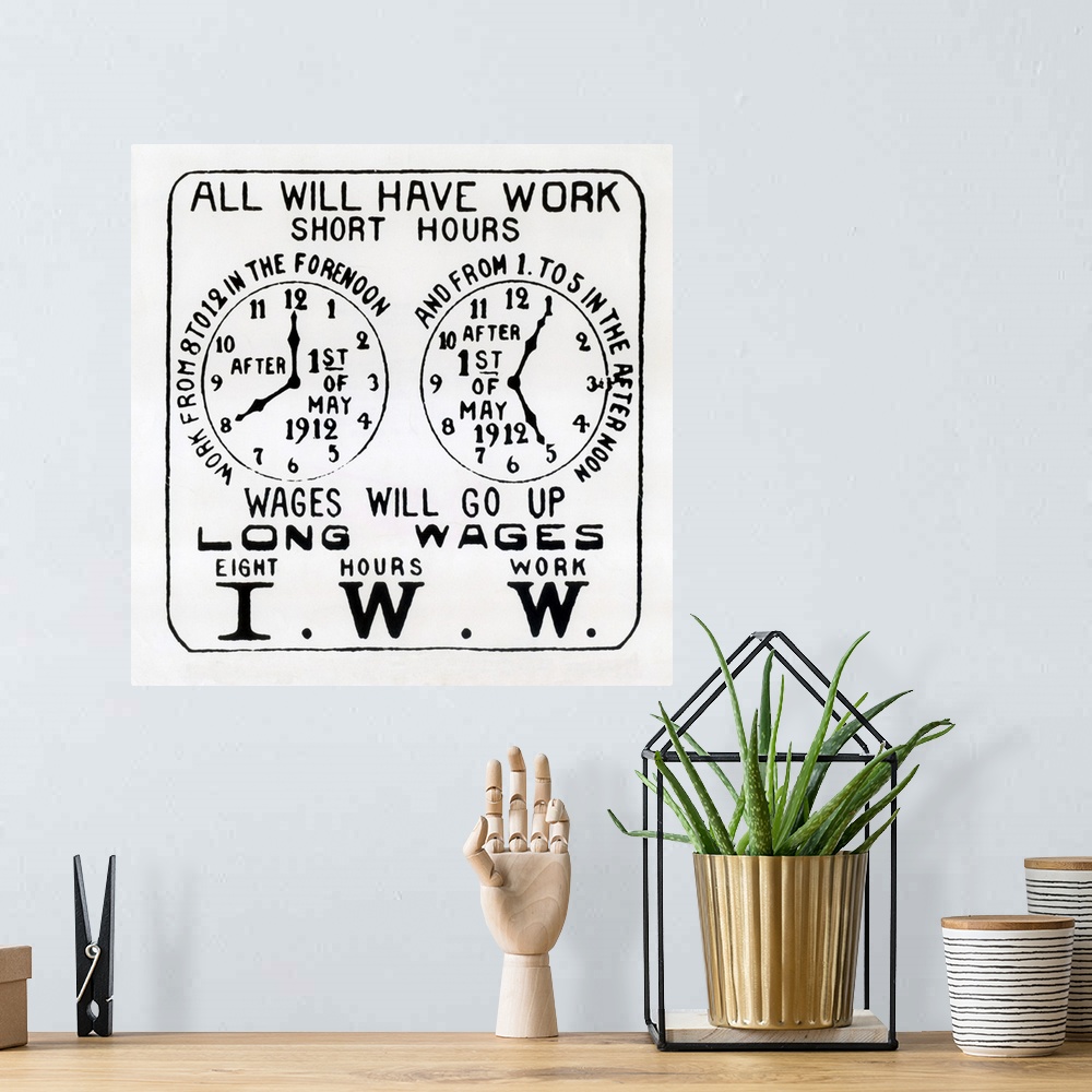 A bohemian room featuring All Will Have Work - Vintage Propaganda Poster