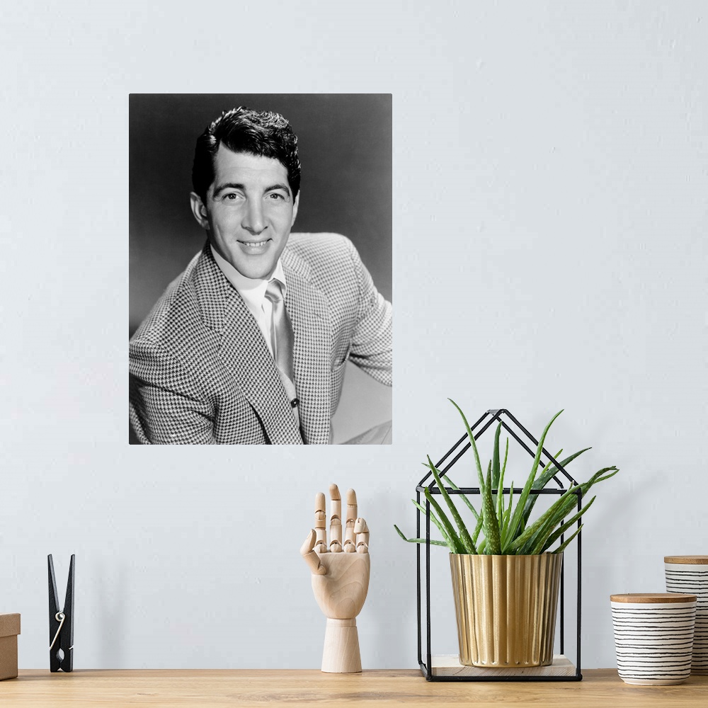 A bohemian room featuring Black and white photograph of Dean Martin.