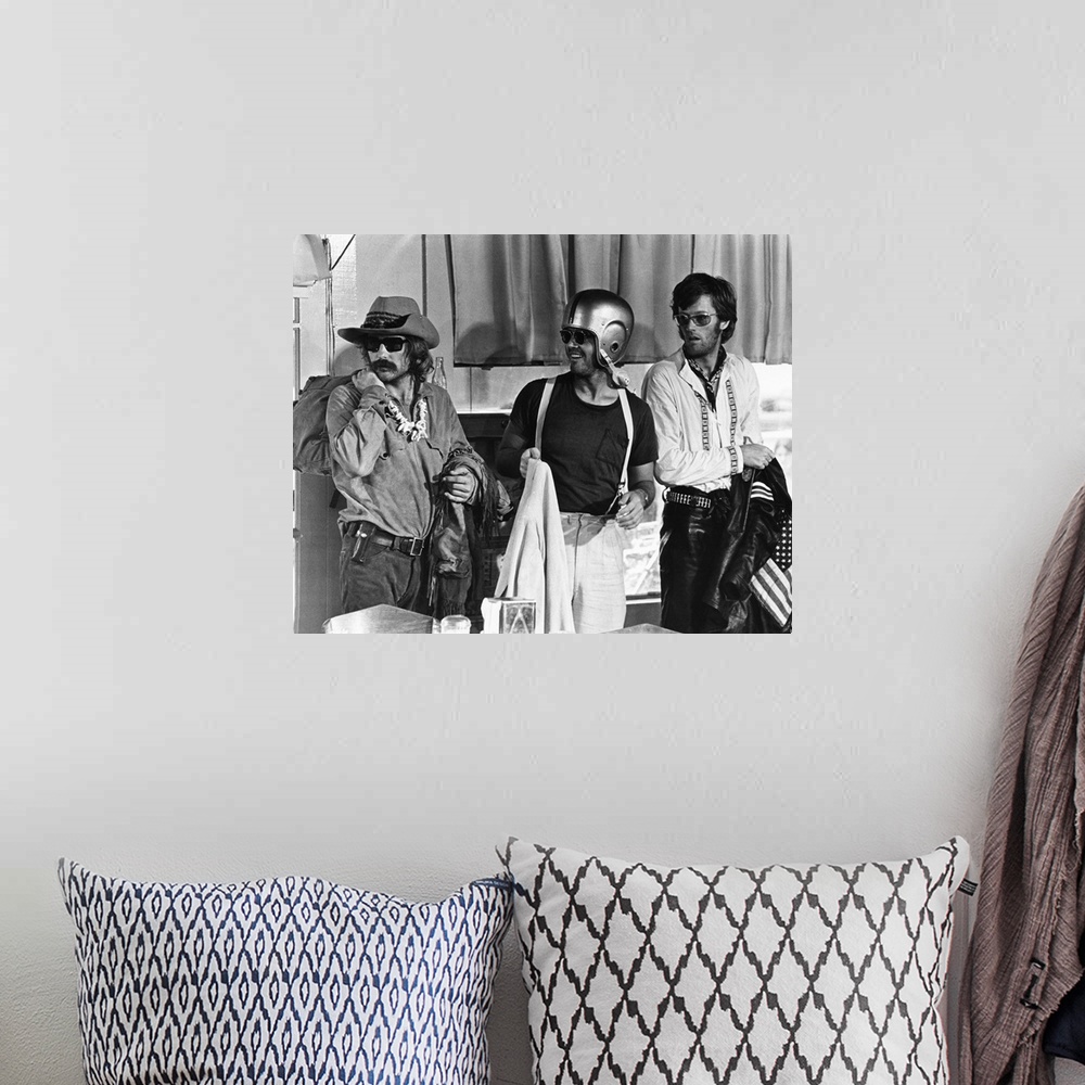 A bohemian room featuring EASY RIDER, from left, Dennis Hopper, Jack Nicholson, Peter Fonda, 1969