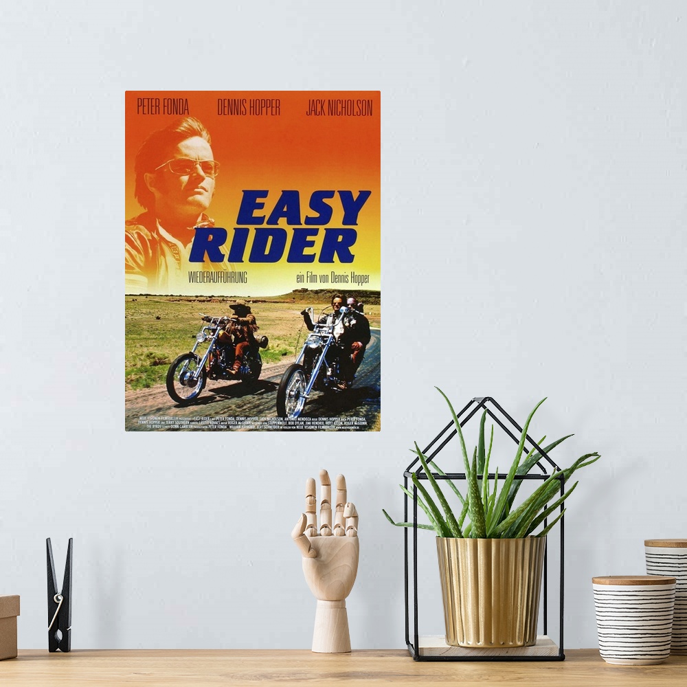 A bohemian room featuring Easy Rider, Top And Lower Right: Peter Fonda On German Poster Art, 1969.