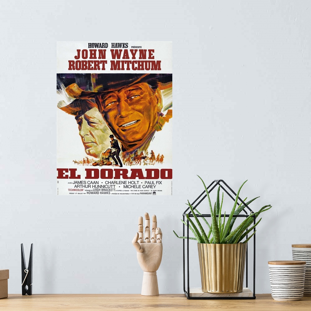 A bohemian room featuring El Dorado, L-R: Robert Mitchum, John Wayne On French Poster Art, 1966.