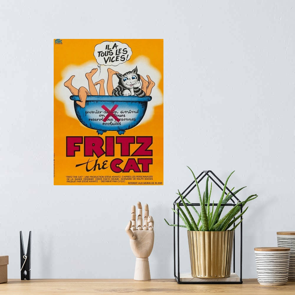 A bohemian room featuring Fritz The Cat, Fritz The Cat On French Poster Art, 1972.