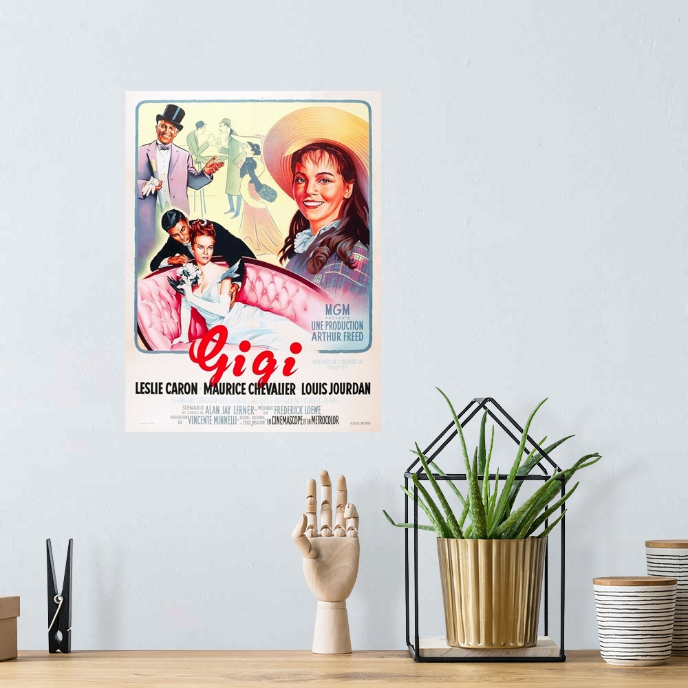 A bohemian room featuring Gigi - Vintage Movie Poster (French)