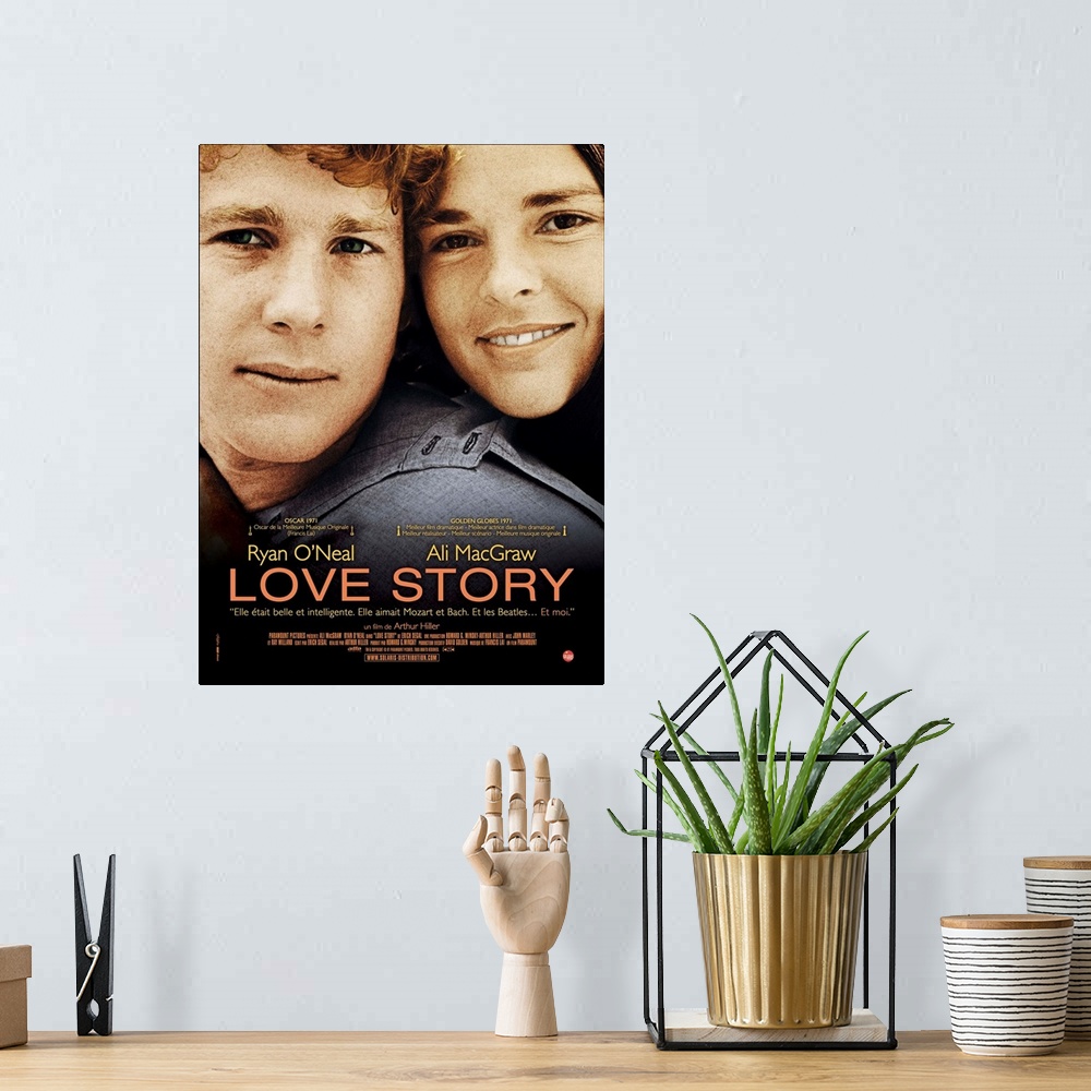 A bohemian room featuring Love Story, From Left: Ryan O'Neal, Ali Macgraw On French Poster Art, 1970.
