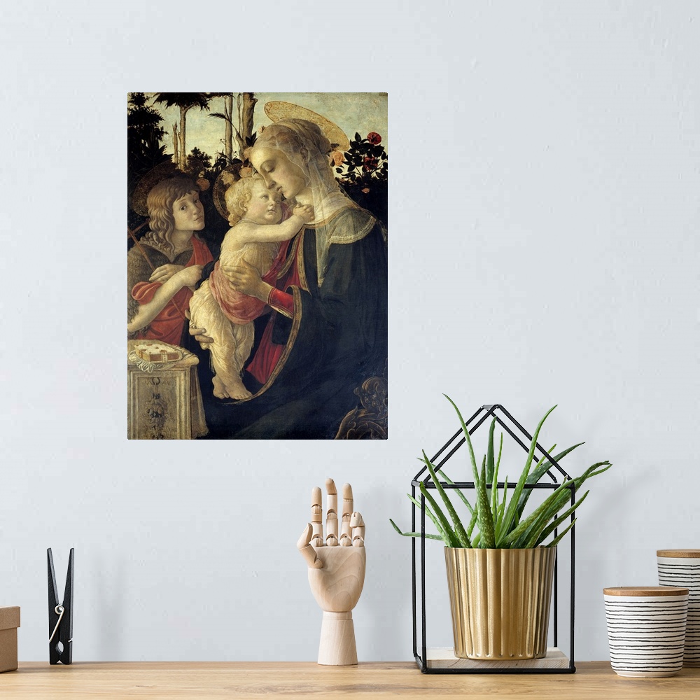 A bohemian room featuring Madonna and Child with St, John the Baptist, 1468, By Botticelli, Louvre Museum