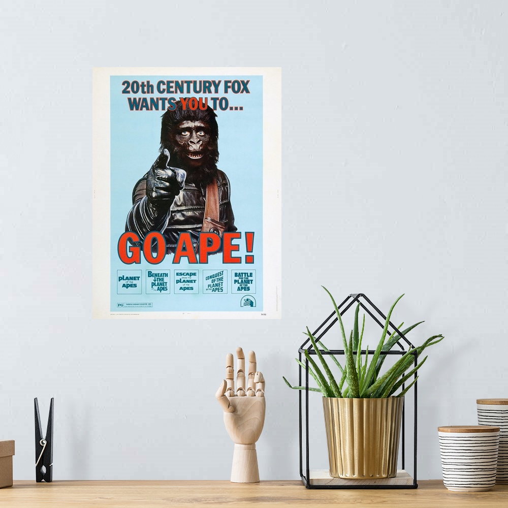 A bohemian room featuring Planet Of The Apes - Vintage Movie Poster