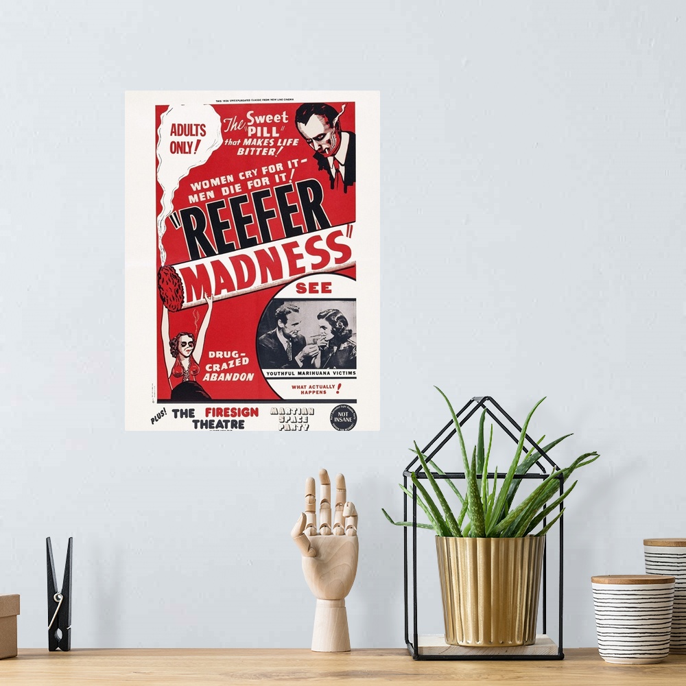 A bohemian room featuring Reefer Madness, (aka Tell Your Children, aka The Burning Question), US Poster Art, Inset L-R: Ken...
