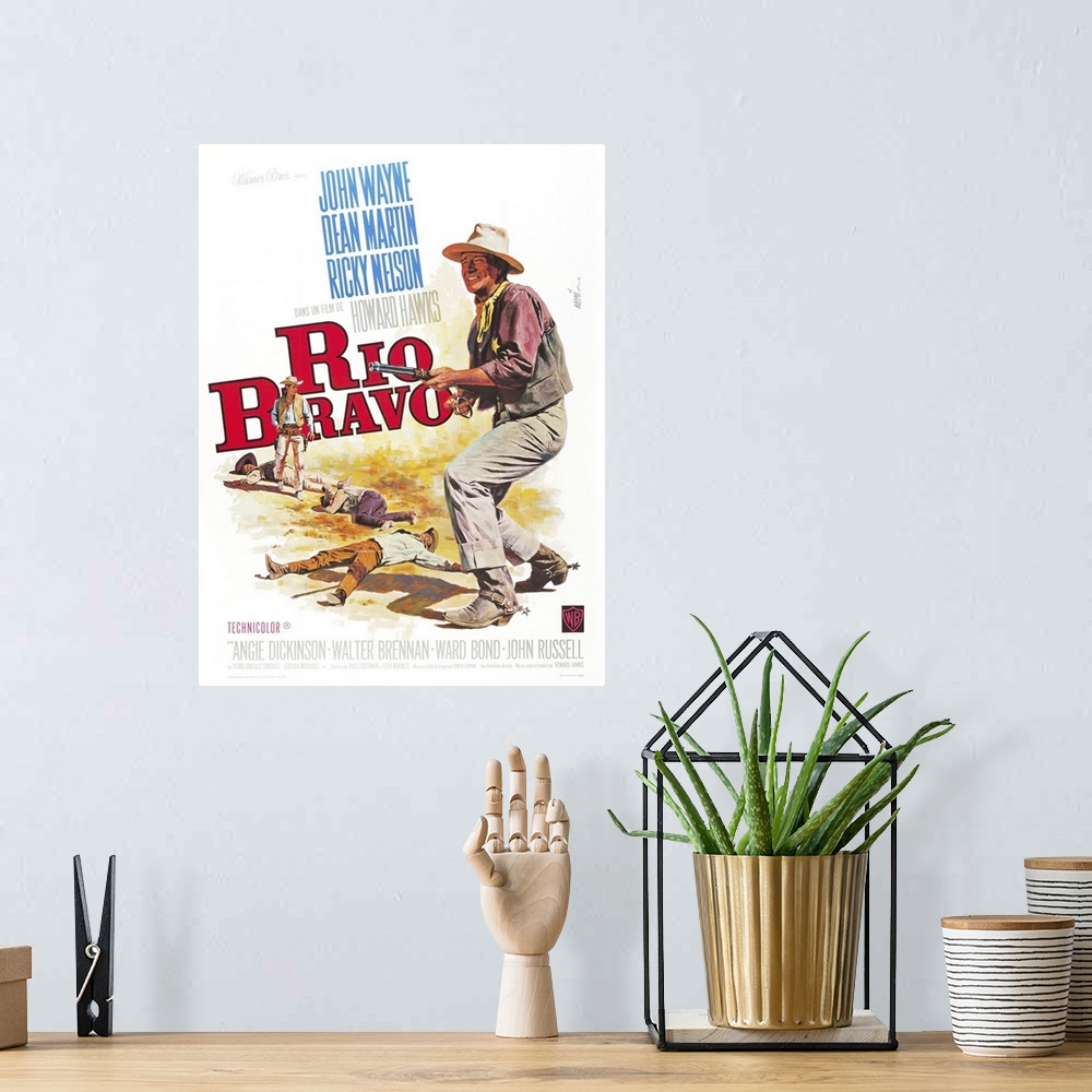 A bohemian room featuring Rio Bravo - Vintage Movie Poster (French)