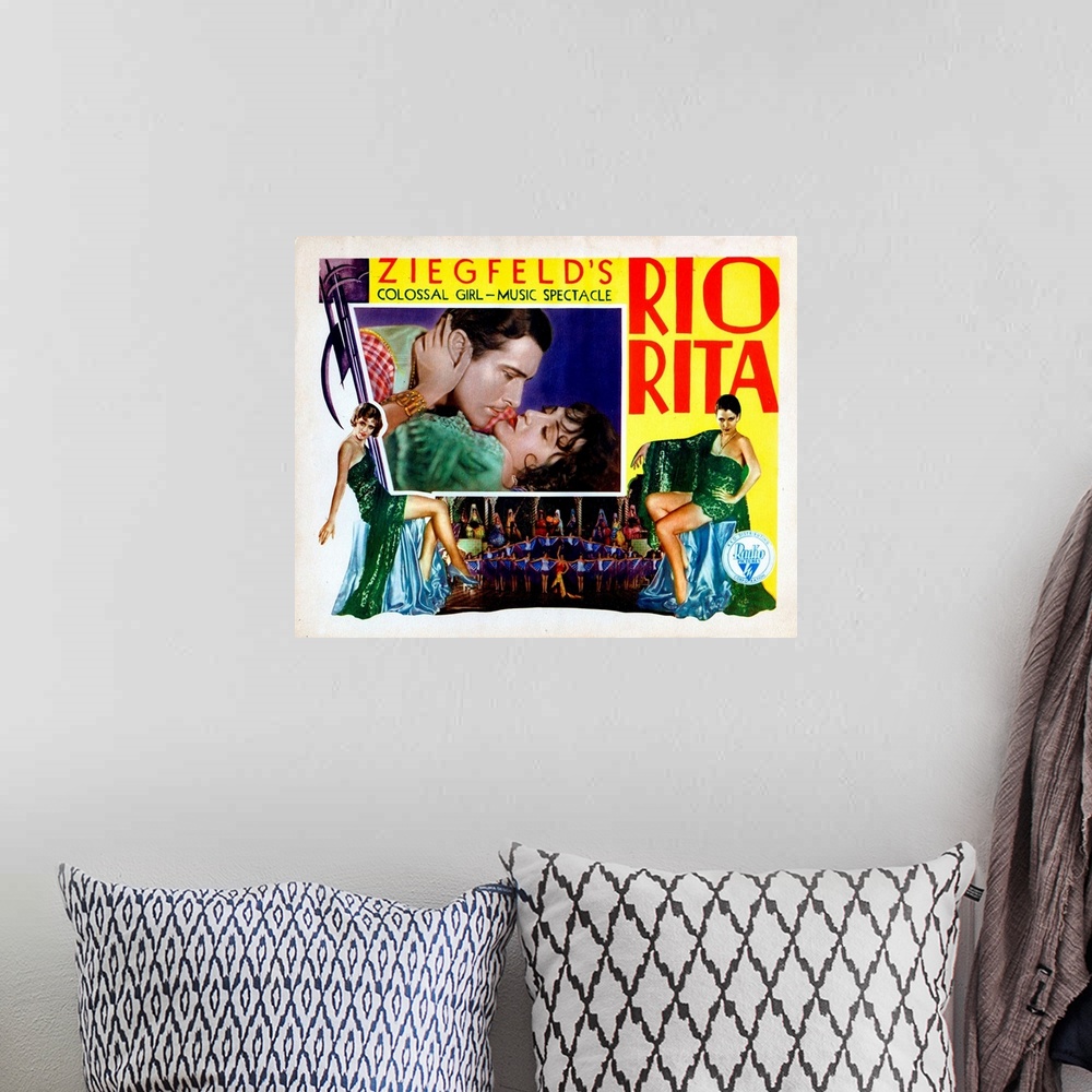 A bohemian room featuring Rio Rita, From Top, Inset, John Boles, Bebe Daniels, 1929.