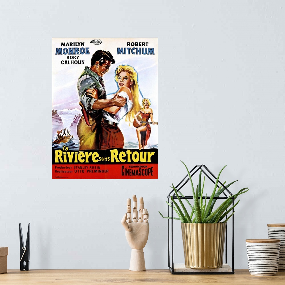 A bohemian room featuring River Of No Return, (aka La Riviere Sans Retour), L-R: Robert Mitchum, Marilyn Monroe On French P...