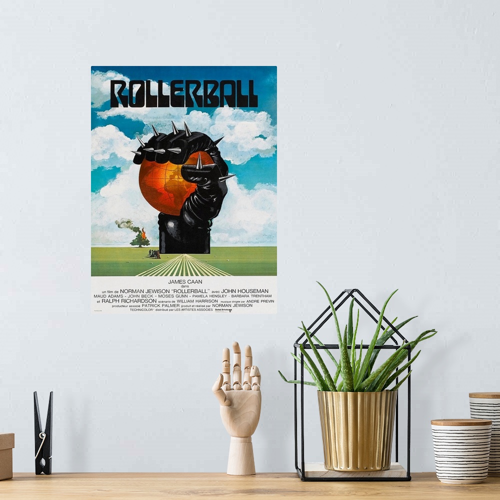 A bohemian room featuring ROLLERBALL, French poster, 1975