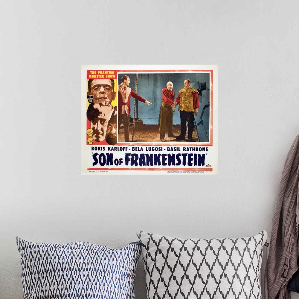A bohemian room featuring Son Of Frankenstein - Vintage Movie Poster