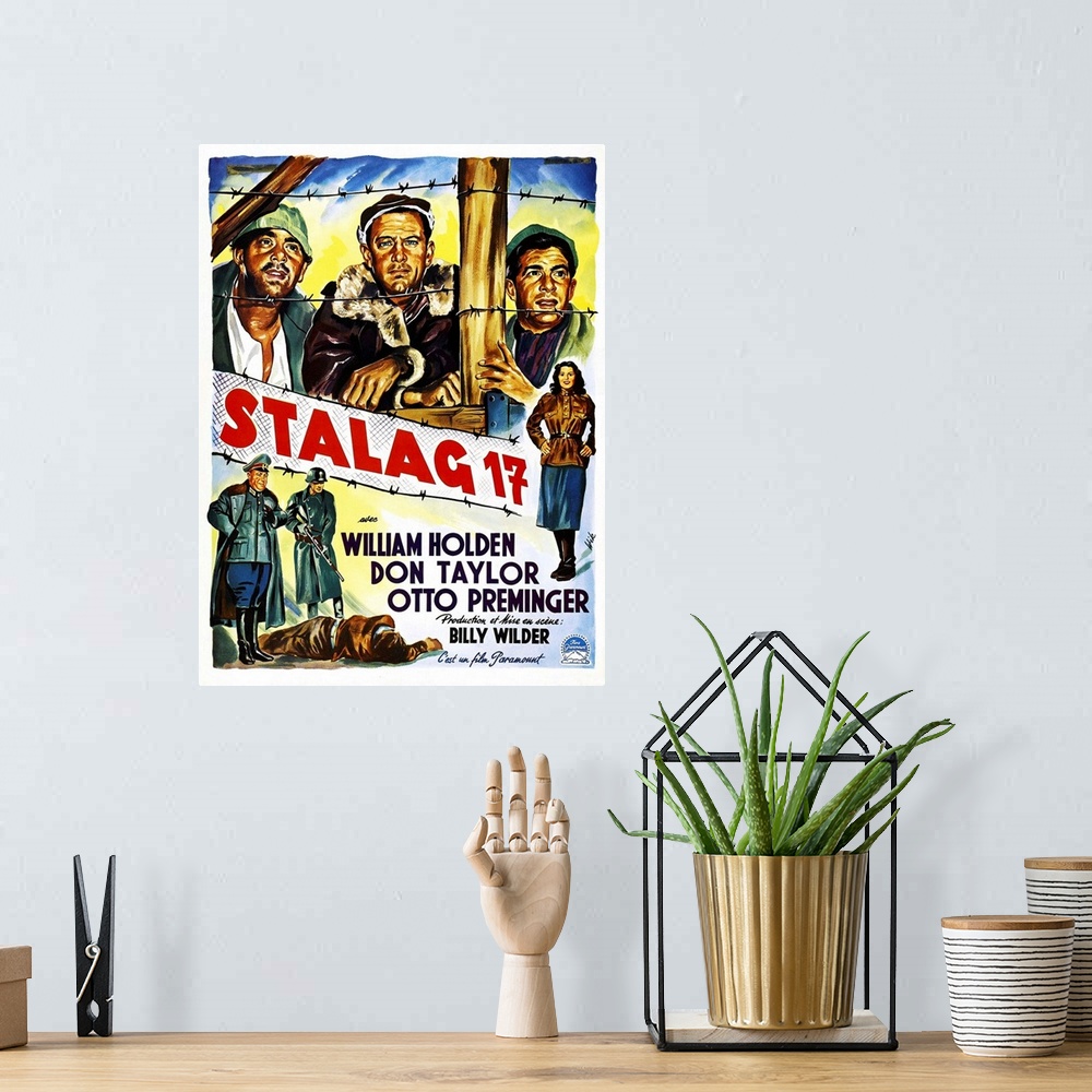 A bohemian room featuring Stalag 17, (Belgian Poster Art), 1953.