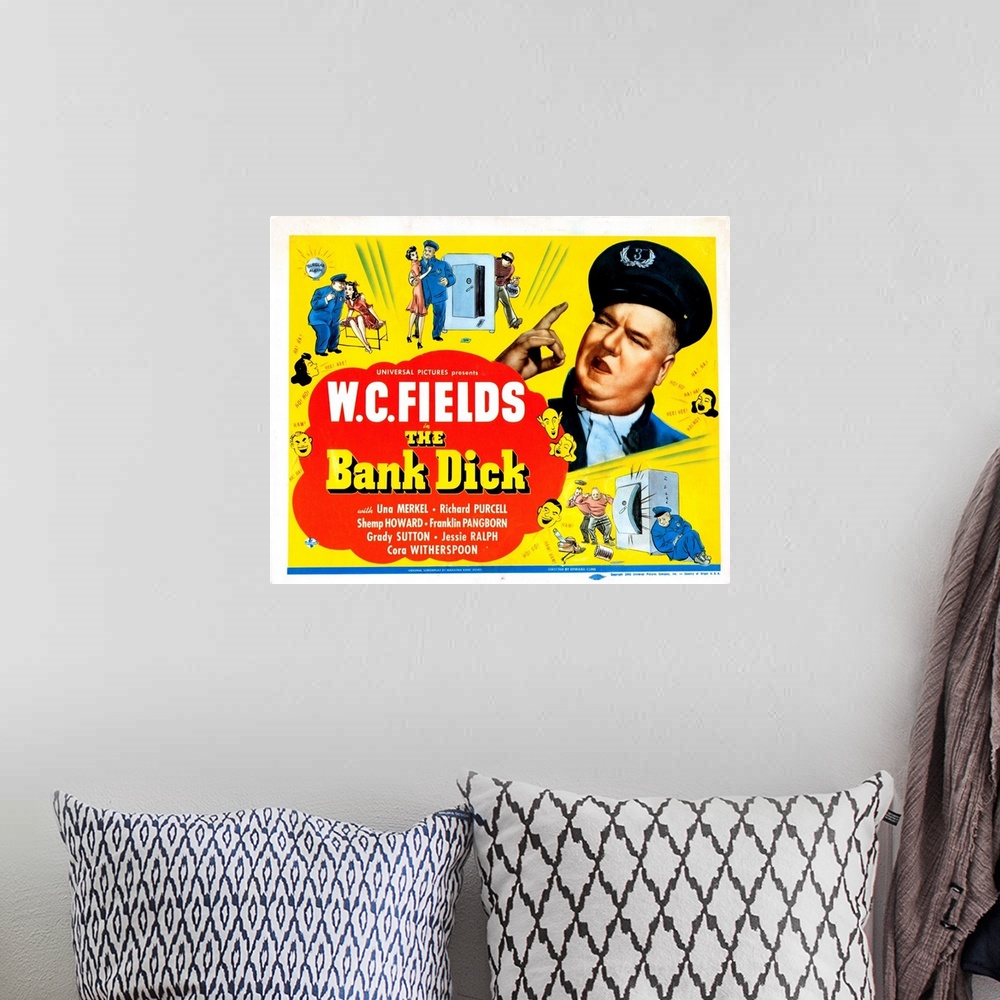 A bohemian room featuring The Bank Dick, US Poster, Right: W.C. Fields On Title Card, 1940.