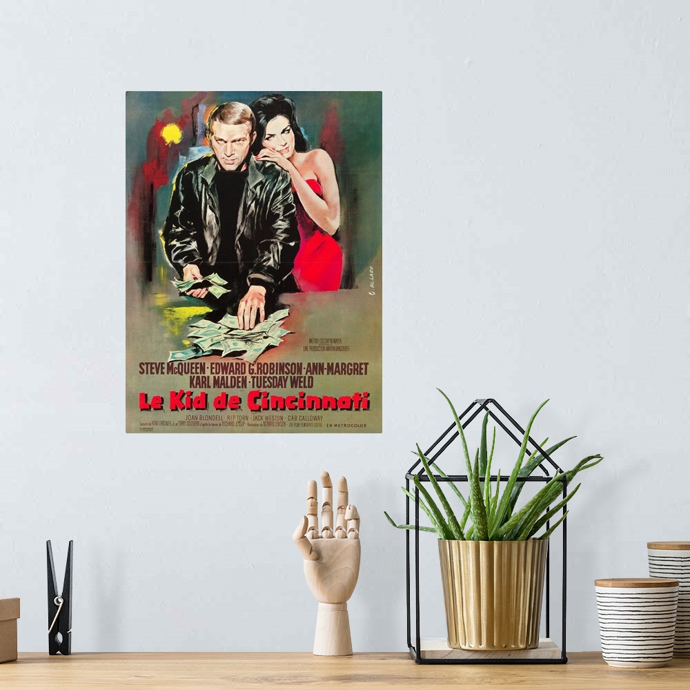 A bohemian room featuring The Cincinnati Kid - Vintage Movie Poster (French)