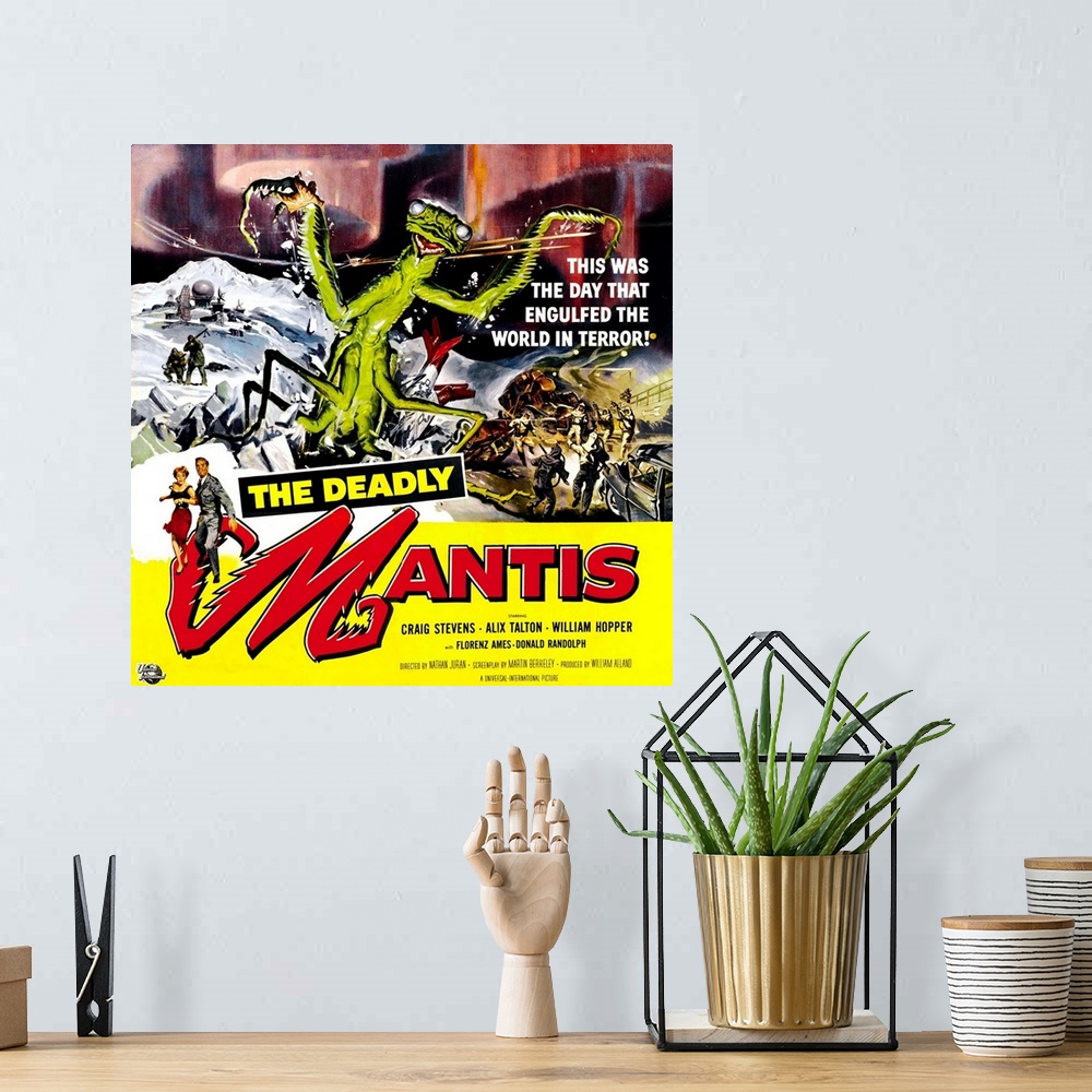 A bohemian room featuring THE DEADLY MANTIS, 6-sheet poster art, 1957.