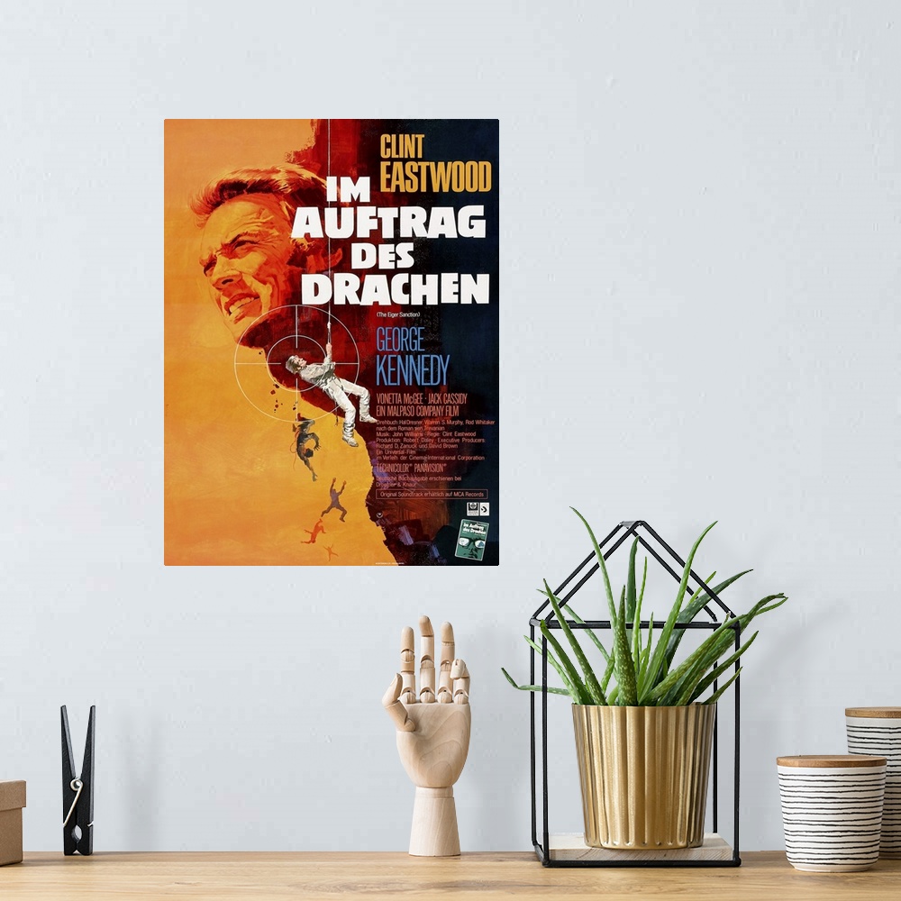 A bohemian room featuring The Eiger Sanction, (aka Im Auftrag Des Drachen), Clint Eastwood On German Poster Art, 1975.
