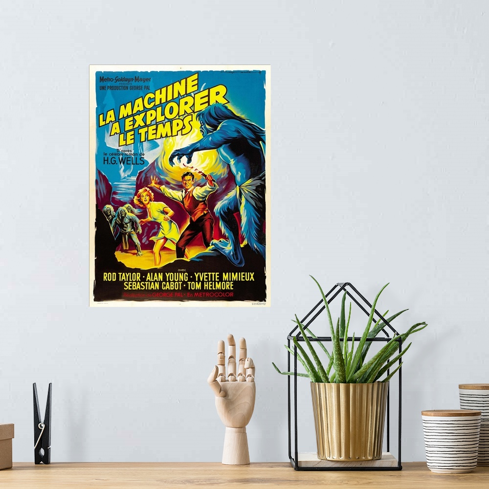 A bohemian room featuring The Time Machine - Vintage Movie Poster (French)
