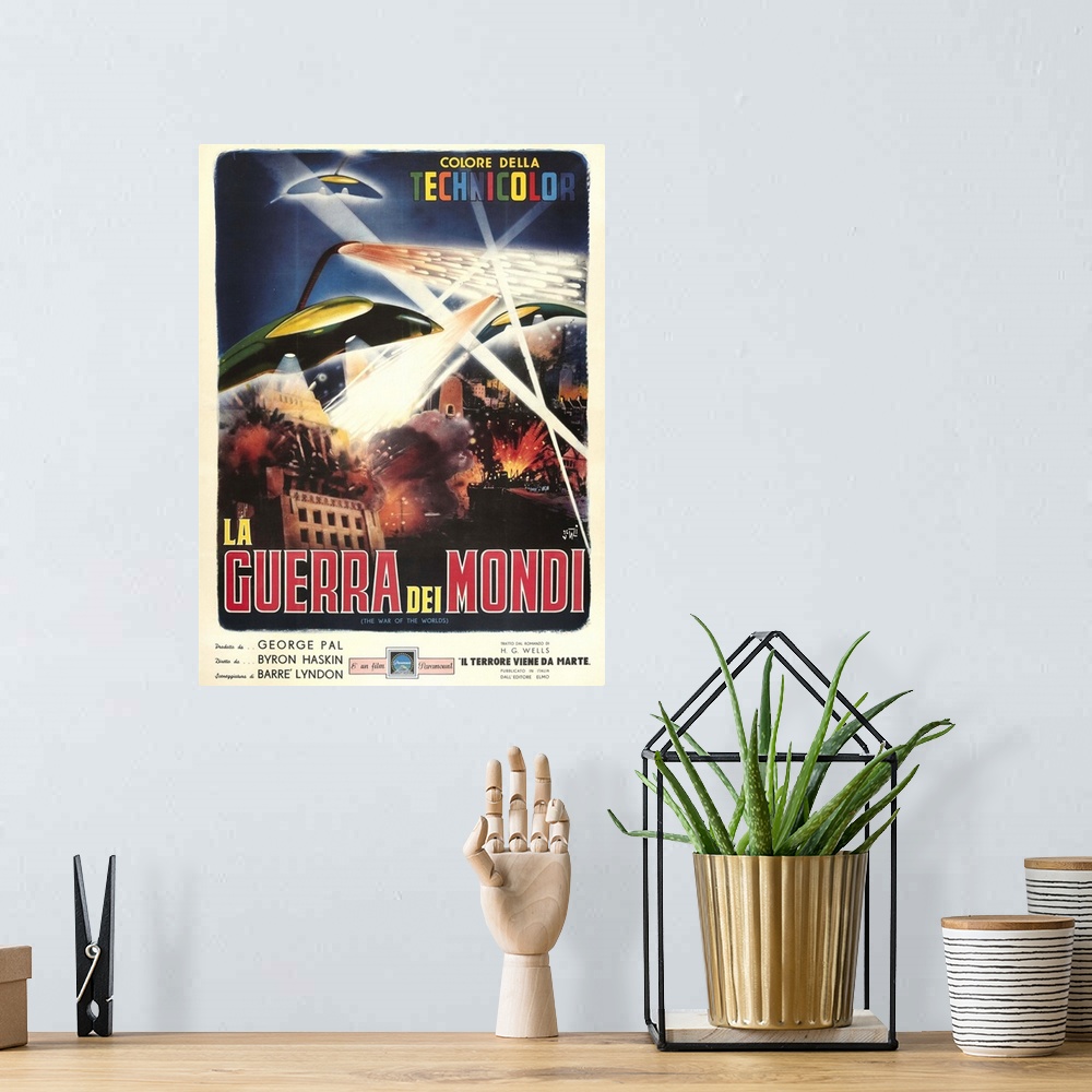 A bohemian room featuring The War Of The Worlds, (aka La Guerra Dei Mondi), Italian Poster Art, 1953.