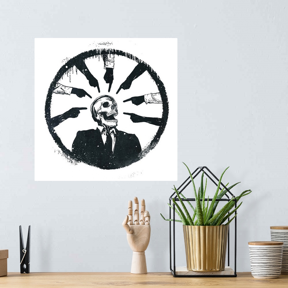 A bohemian room featuring Concept of accused businessman on white background.