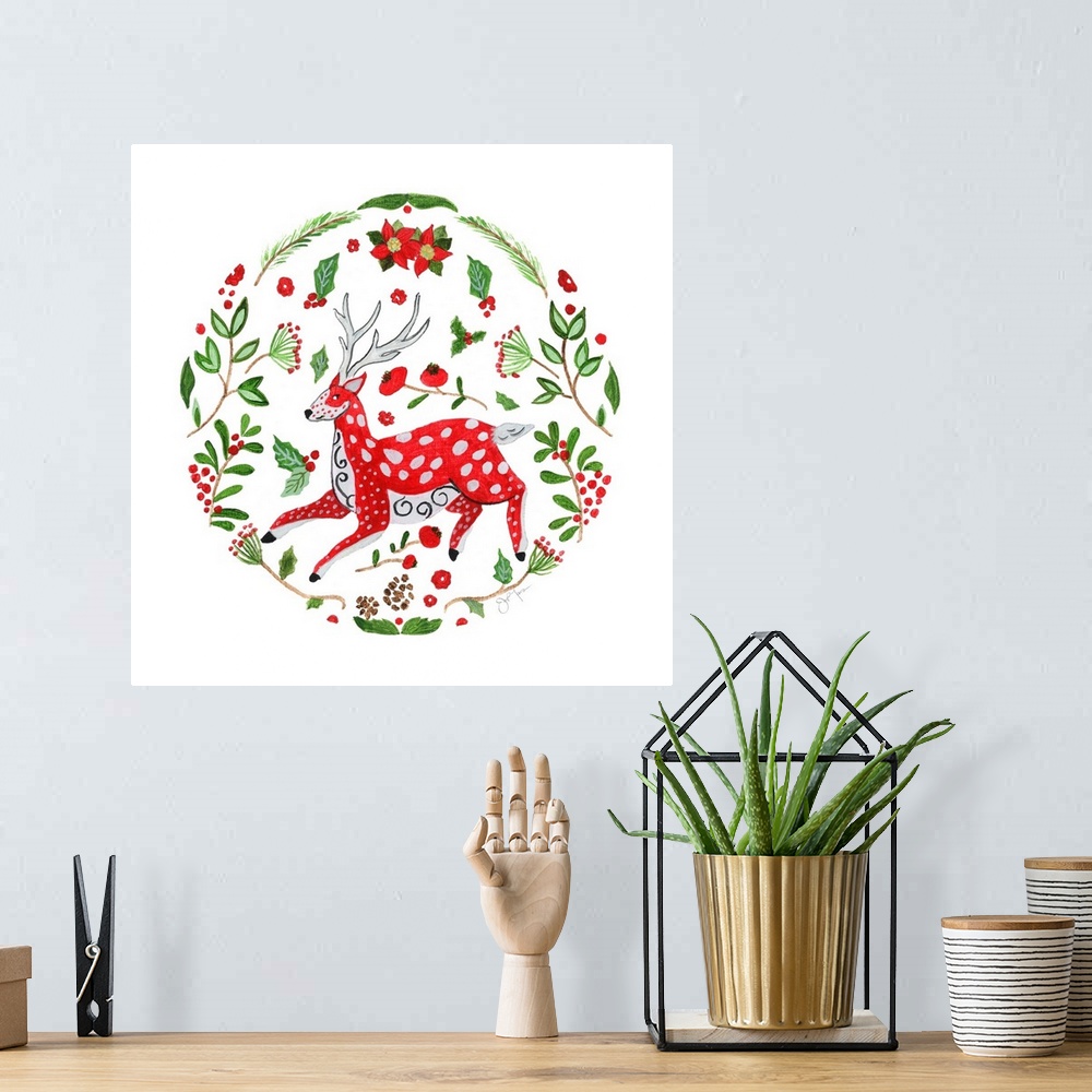 A bohemian room featuring Christmas Folk Deer