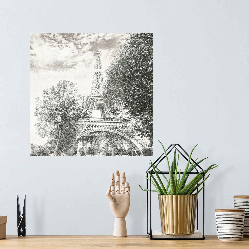 A bohemian room featuring Eiffel