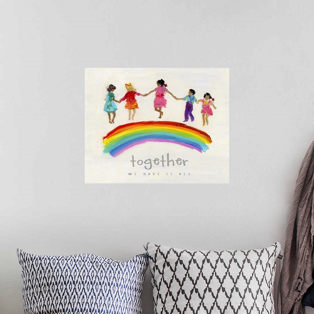 A bohemian room featuring Rainbow Kids Together