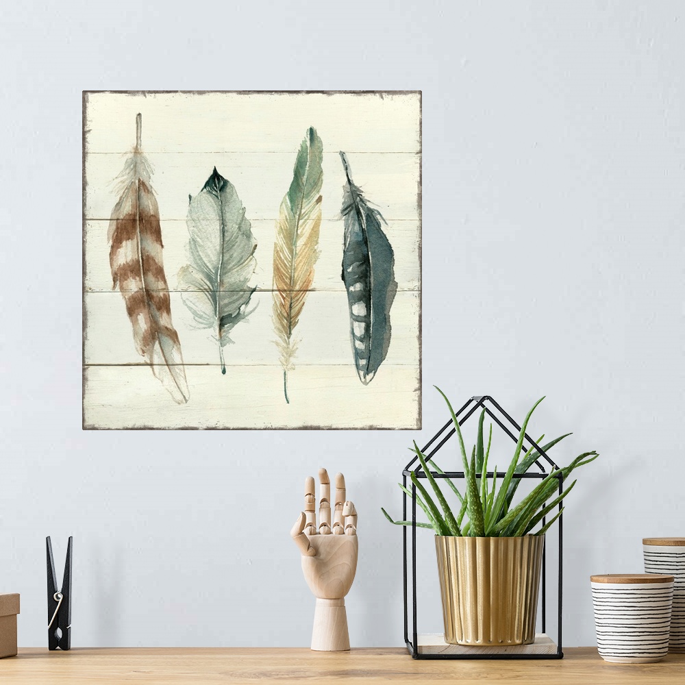 A bohemian room featuring Shiplap Feathers I