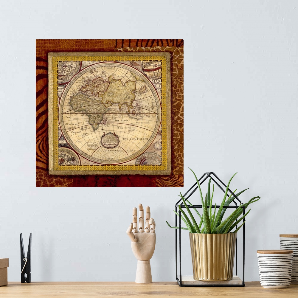 A bohemian room featuring World Map I