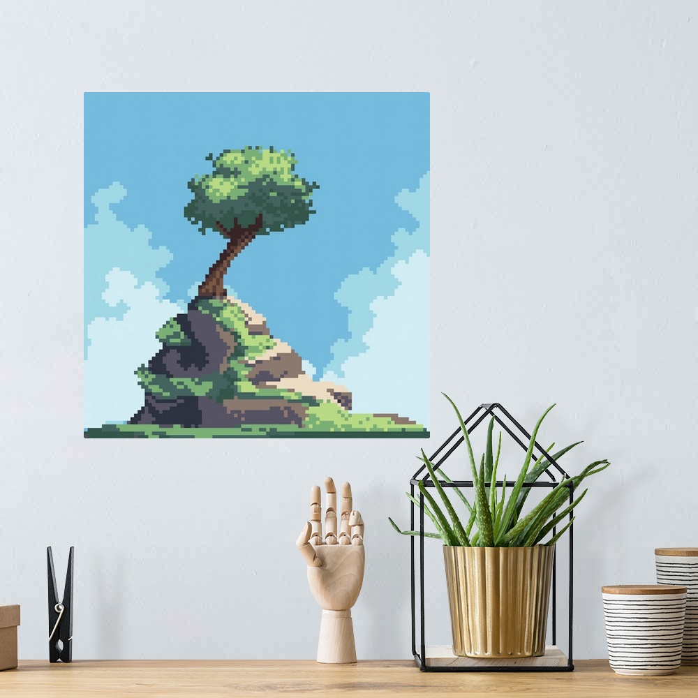 A bohemian room featuring 8-Bit Tree On Hill