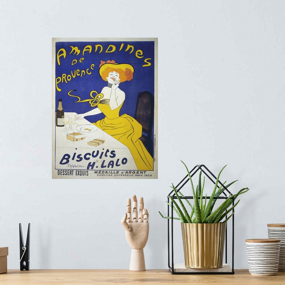 A bohemian room featuring Amandines de Provence. Biscuits H. Lalo. Poster for almond cookies, circa 1900, 140 x 100 cm.