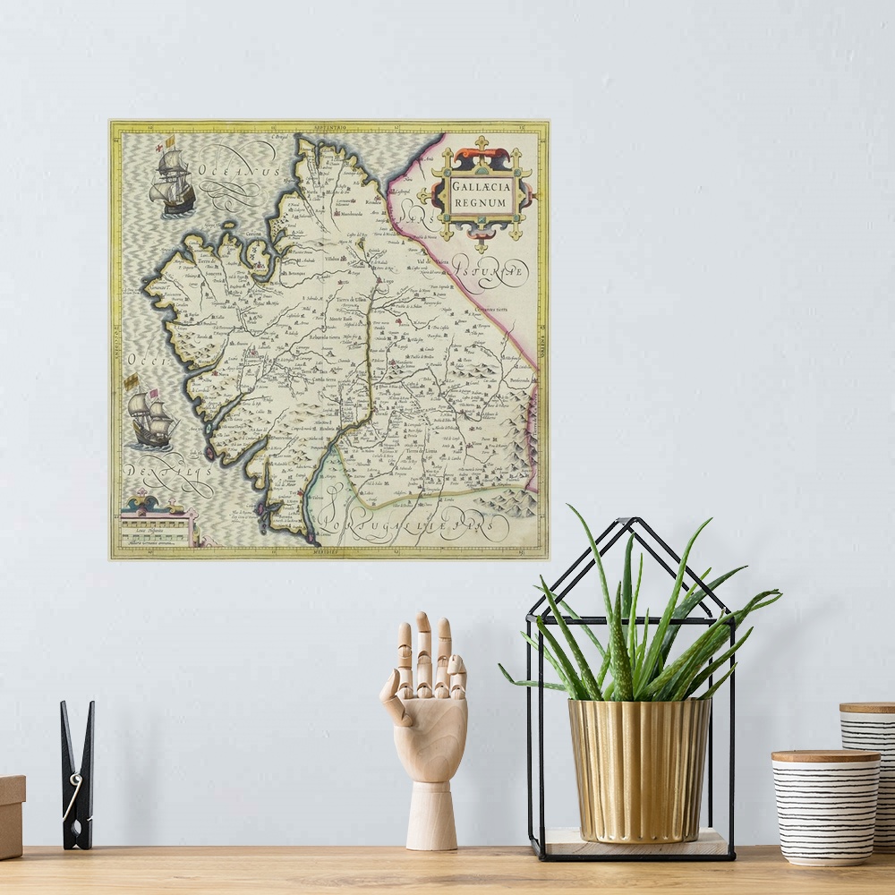 A bohemian room featuring Antique map of region in Spain