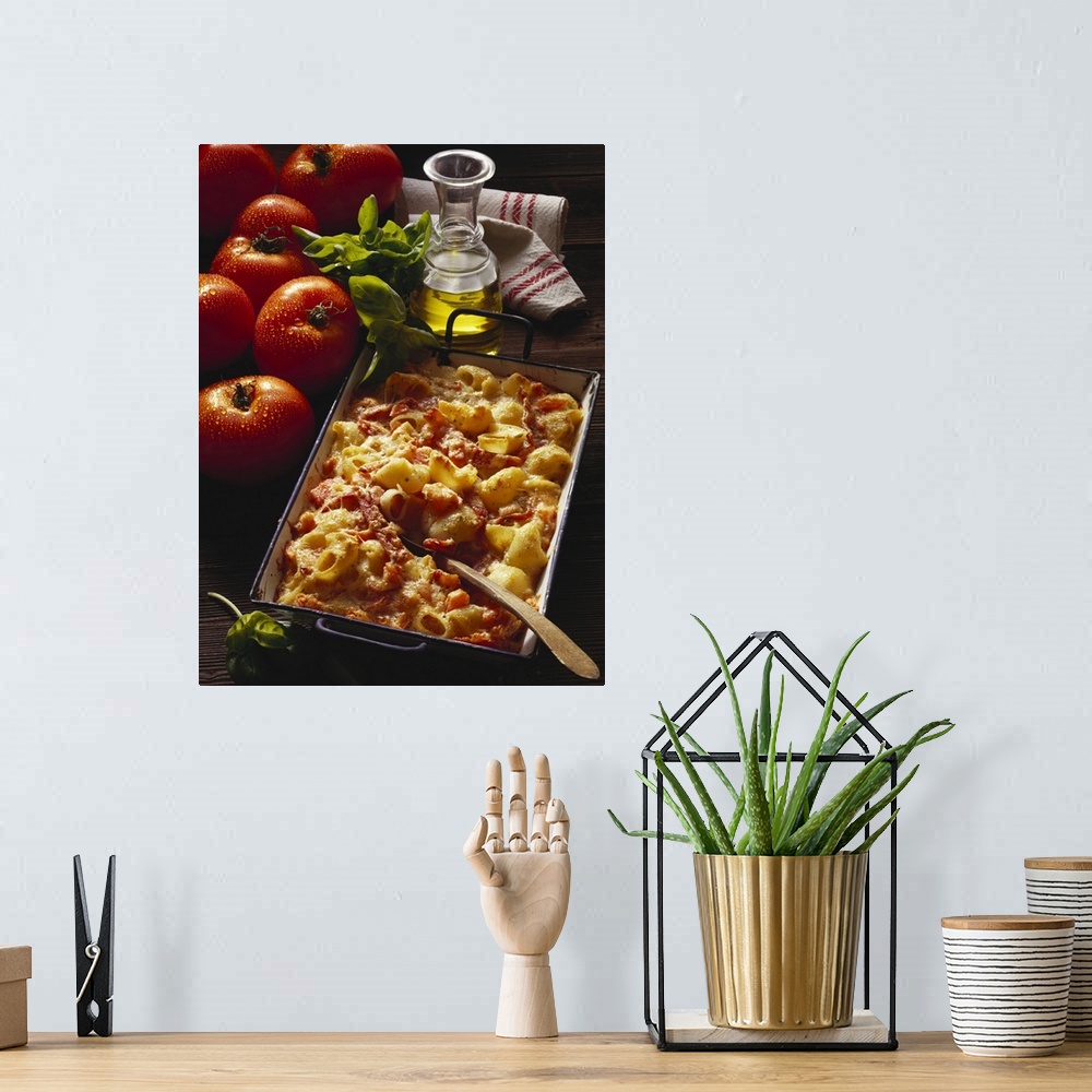 A bohemian room featuring Baked pasta with ham (Italy)