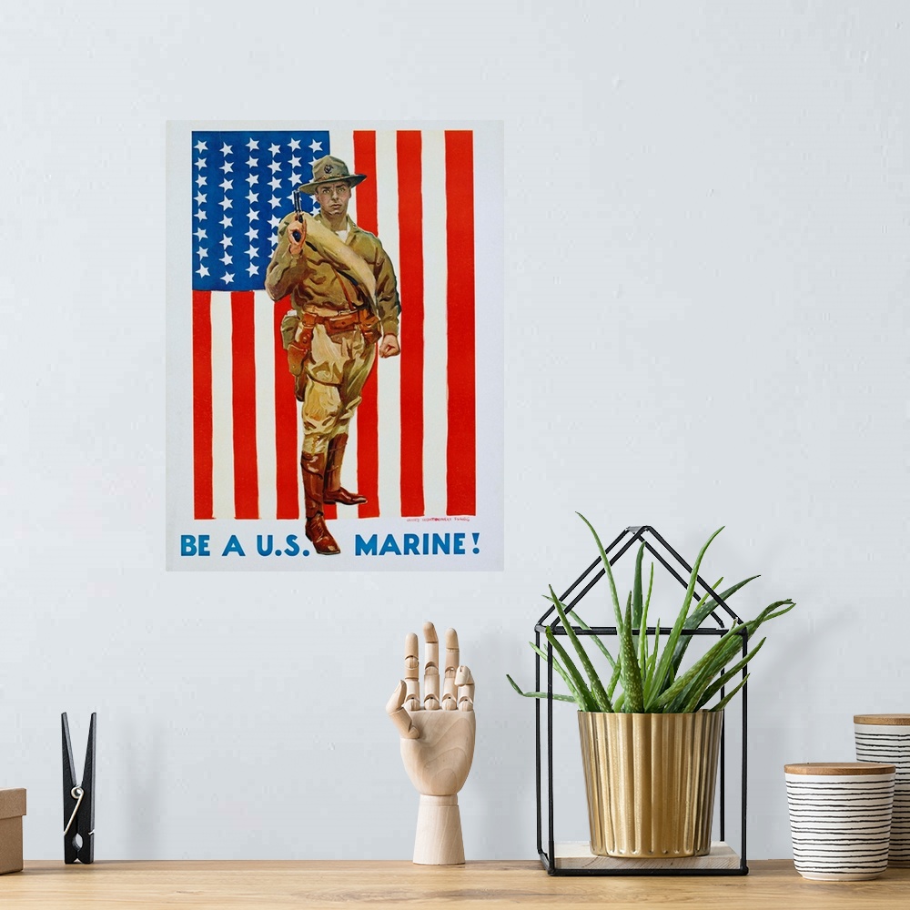 A bohemian room featuring ca. 1917-1918 --- Be a U.S Marine! Poster by James Montgomery Flagg --- Image by .. Swim Ink 2, L...