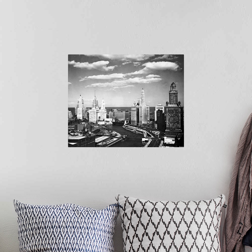 A bohemian room featuring Chicago Skyline From Wacker Drive