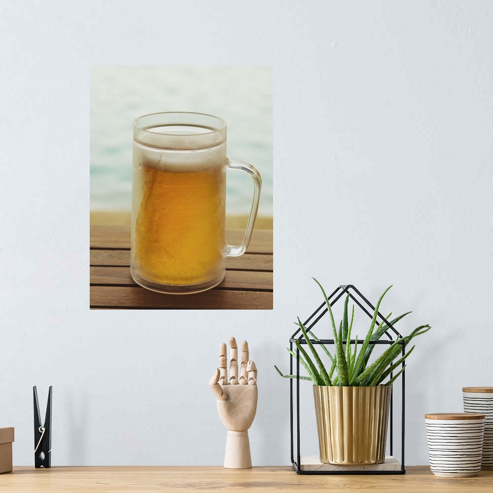 A bohemian room featuring Cold glass of beer