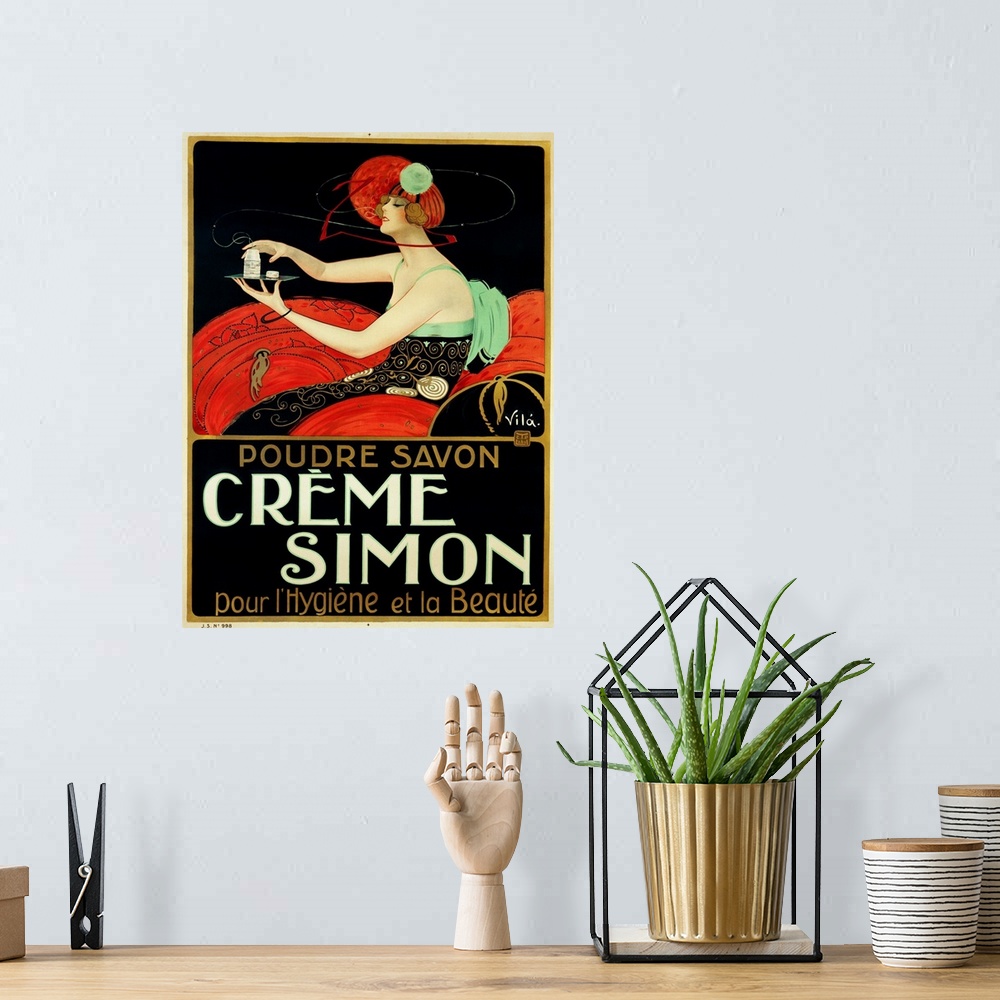 A bohemian room featuring Creme Simon Poster By Vila