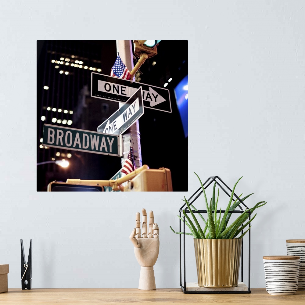 A bohemian room featuring Crosstown signal on broadway street, Manhattan NY City.