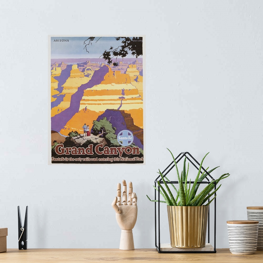 A bohemian room featuring Grand Canyon Poster By Oscar Bryn
