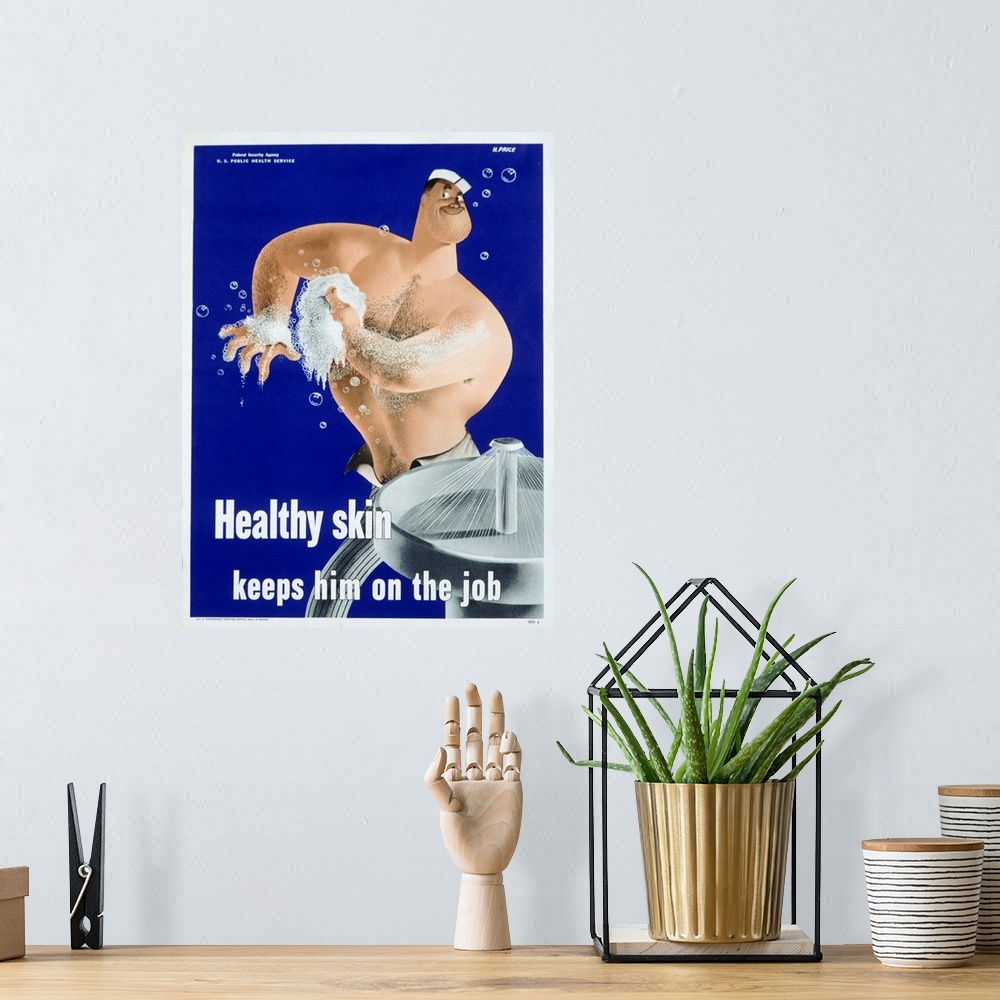 A bohemian room featuring Healthy Skin Keeps Him On The Job Poster By Price