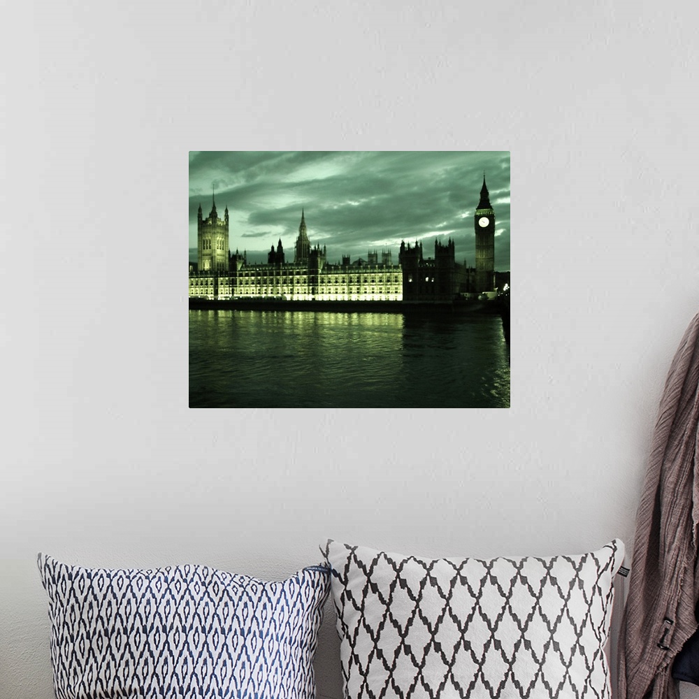 A bohemian room featuring Houses of Parliament and Big Ben in London, England
