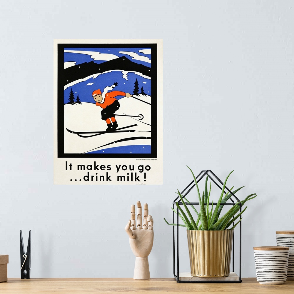 A bohemian room featuring It Makes You Go, Drink Milk, Advertising Poster