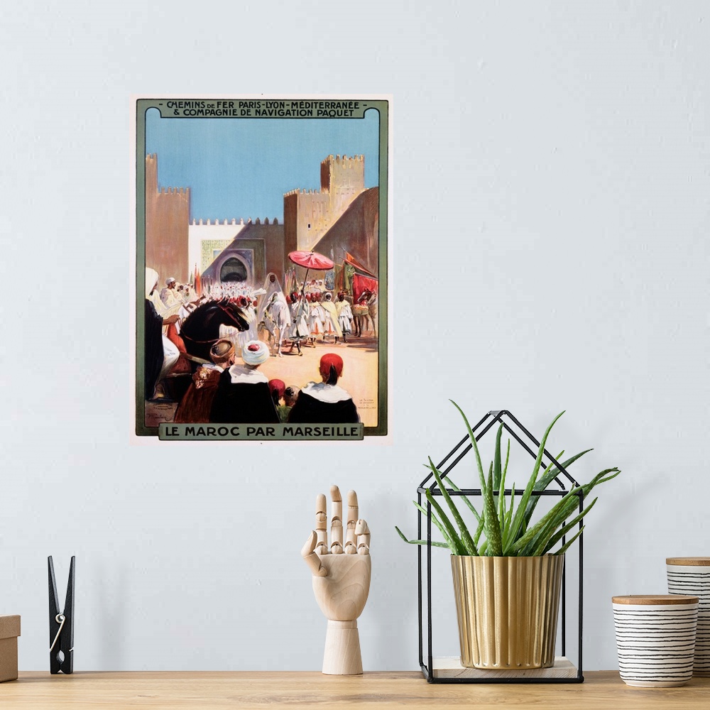 A bohemian room featuring Le Maroc Par Marseille Poster By Maurice Romberg