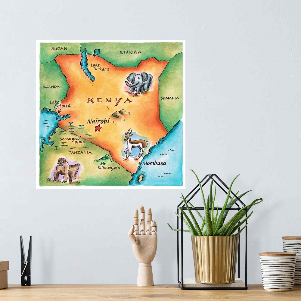 A bohemian room featuring Map of Kenya